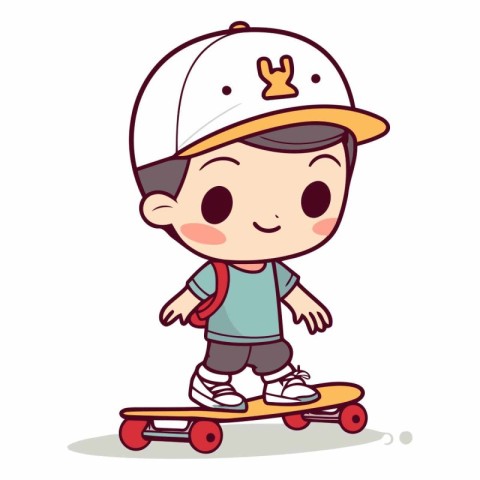 Boy riding skateboard - Cute Cartoon Vector IllustrationÃ¯Â»