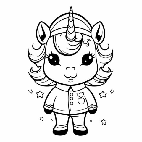 Cute unicorn. Black and white vector illustration for coloring b