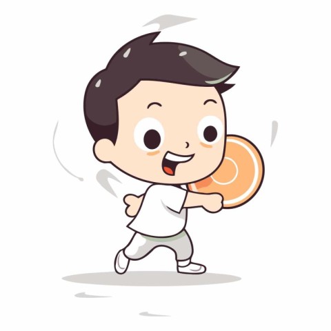 Cartoon Boy Showing Weight - Fitness and Sport Vector Illustrati