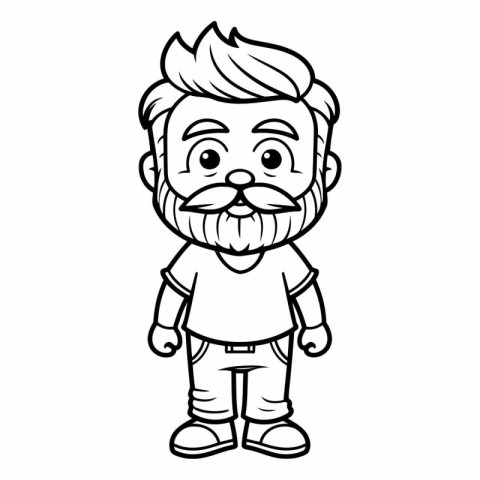 Vector illustration of Cartoon man with mustache. Coloring book