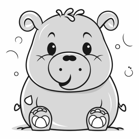 Cute hippopotamus of a cartoon hippo.