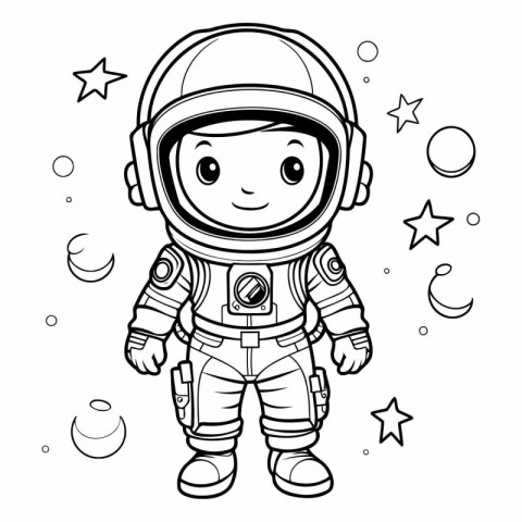 Coloring book for children: astronaut in space suit.