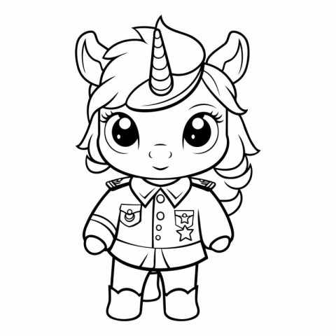 Coloring Page Outline Of Cute Unicorn Vector Illustration.