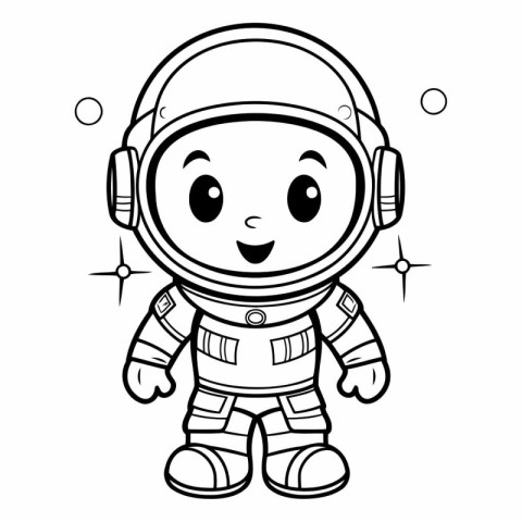 Black And White Astronaut Cartoon Mascot Character Vector Illust