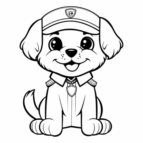 Black and White Cartoon Illustration of Cute Puppy Dog Animal Ch