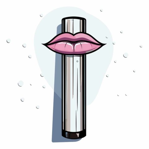 Illustration of a lipstick in the shape of a kiss on a white bac