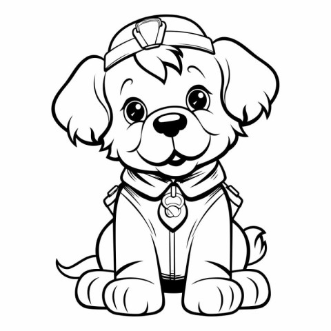 Black and White Cartoon Illustration of Cute Puppy Dog Animal Ch