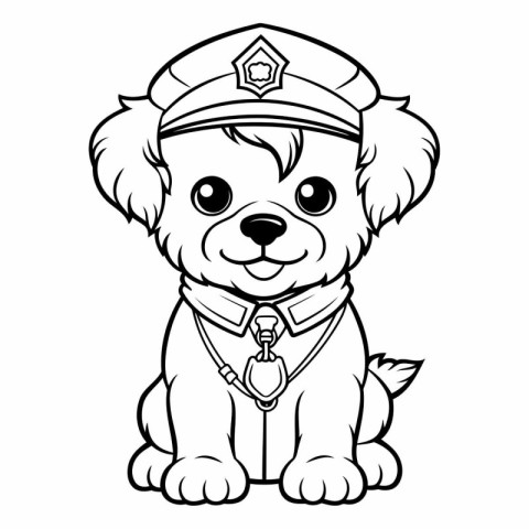 Puppy in a police cap with a badge