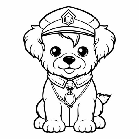 Puppy in a police cap with a badge