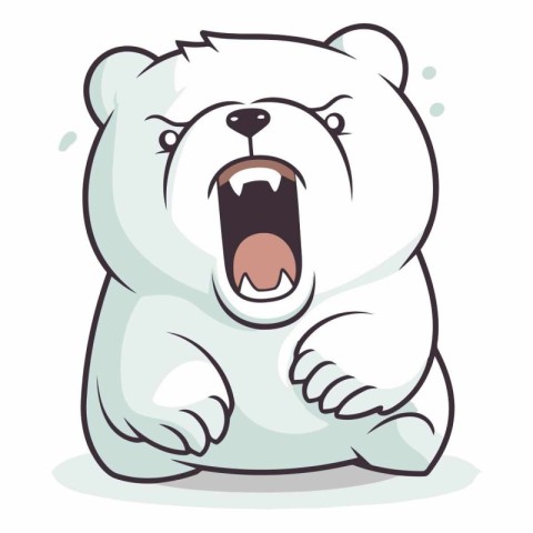 Illustration of a Polar Bear Crying and Yawning Vector