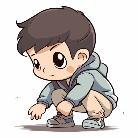 Illustration of a Cute Little Boy Wearing a Hoodie