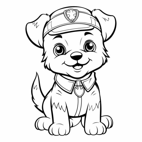 Black and White Cartoon Illustration of Cute Puppy Dog Animal Ch