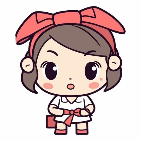 Illustration of a Cute Little Girl Wearing a Bow Tie