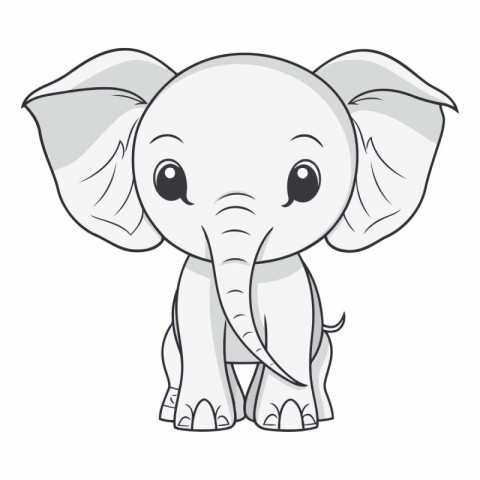 Cute cartoon elephant isolated on white background.