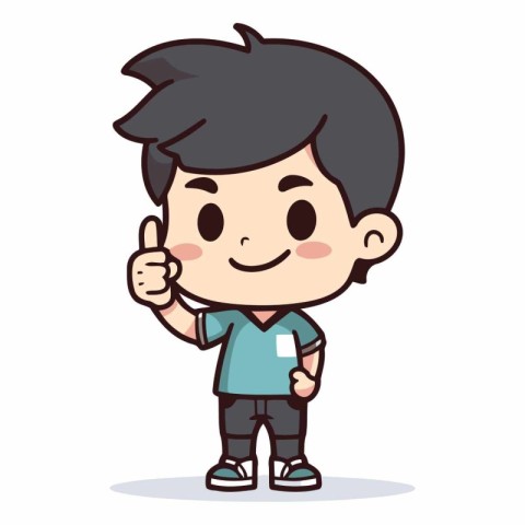 Thumbs up cute boy character vector illustration design.
