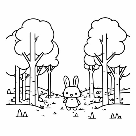 cute little rabbit in the forest vector illustration design vect