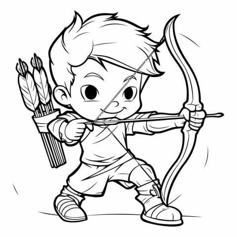 Cute boy with bow and arrow ready for vinyl cutting.