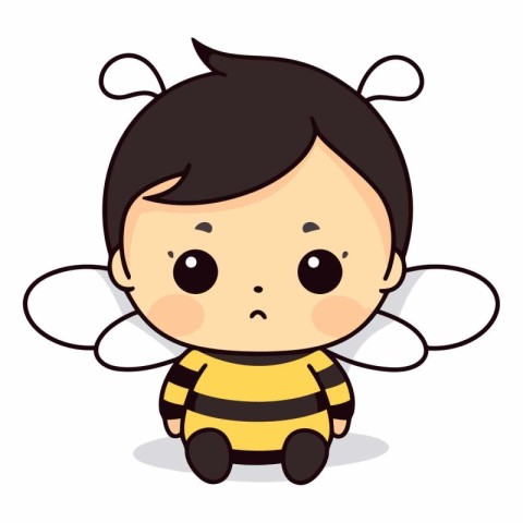 Cute Baby Bee Vector Illustration. Cute Baby Bee Character