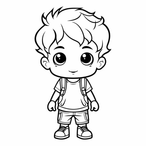 Cute Little Boy Cartoon Mascot Character Vector Illustration.