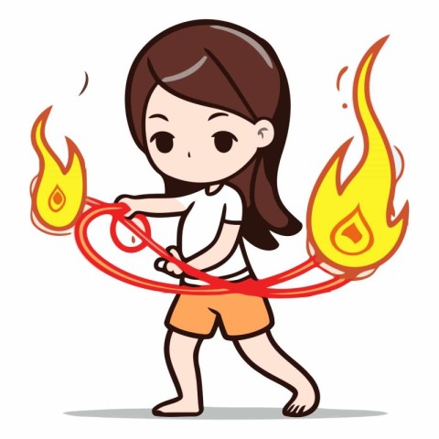 girl with fire on a white background. eps