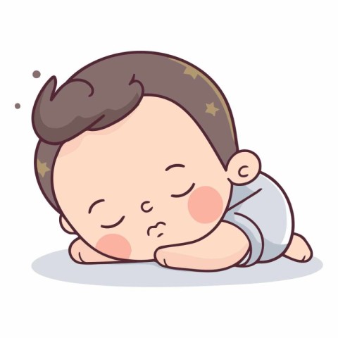 Cute little baby boy sleeping in a flat style.