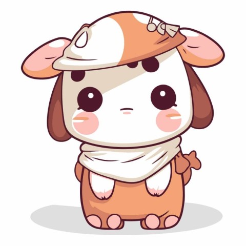 Cute cow cartoon with bandage on his head.