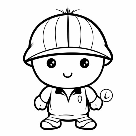 Illustration of a Cute Boy Wearing a Safety Helmet - Coloring Bo