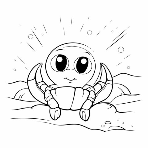 Black and White Cartoon Illustration of Crab Animal Character Ma