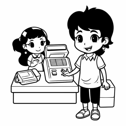 Boy and girl with school supplies design. Kid childhood little p