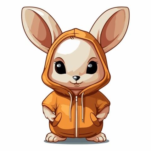 Cute bunny in a jacket on a white background