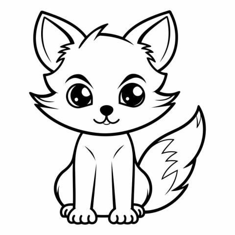 Cute Cartoon Fox Coloring Book Vector Illustration on White Back