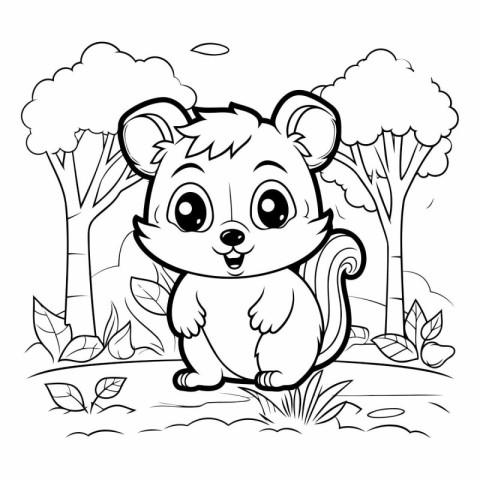 Coloring book for children: hamster in the forest