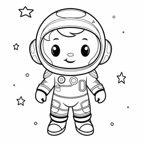 Coloring Page Outline Of Cartoon Astronaut.