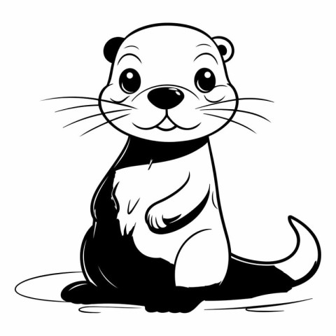 Cute cartoon otter on a white background.