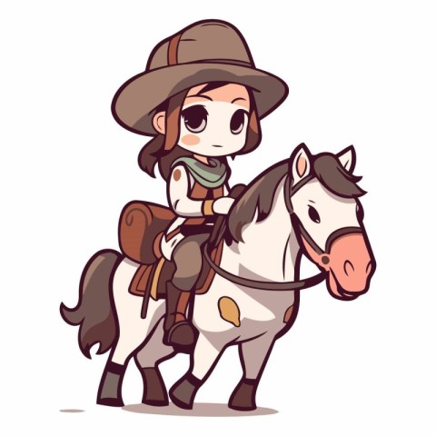 Illustration of a Cute Little Girl Wearing a Cowboy Costume