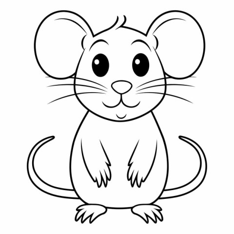 Mouse Coloring Page Outline of Cartoon Mouse.