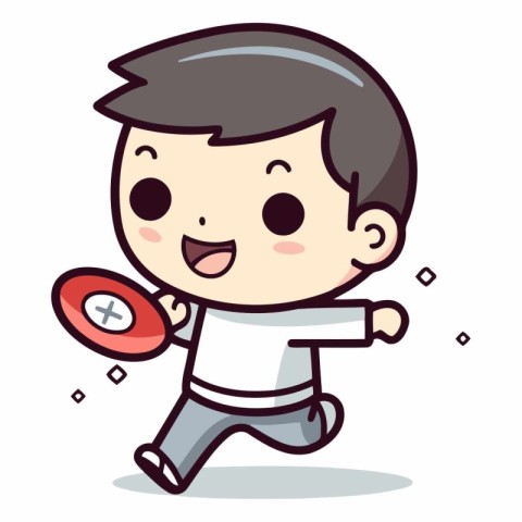 Boy running and throwing coin - Cute cartoon character vector de