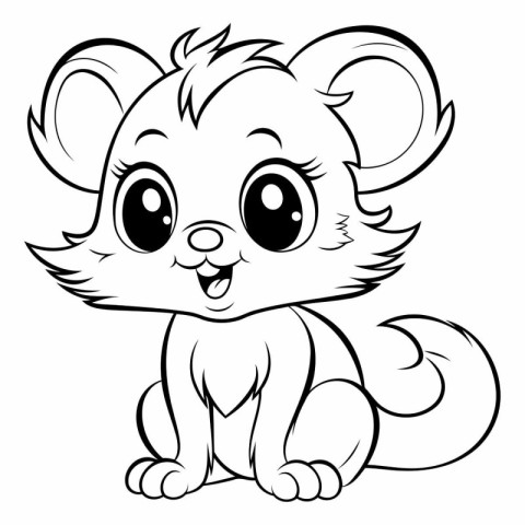 Cute hamster - black and white vector illustration for coloring