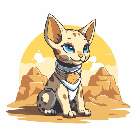 Cute cartoon cat in the desert for your design