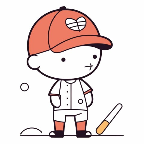 Cute little boy in baseball cap and uniform.