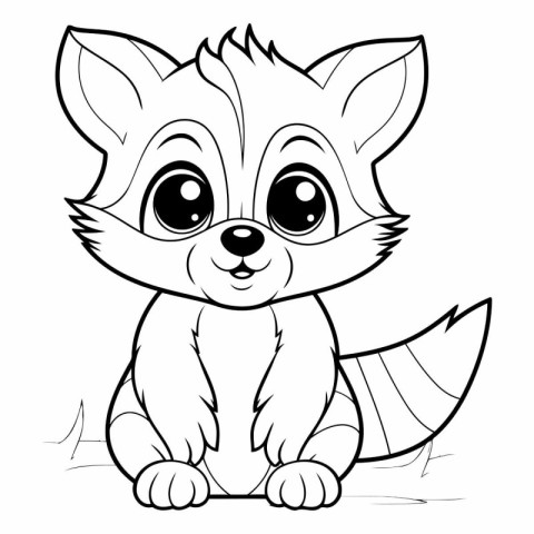 Coloring book of cute cartoon raccoon for children.