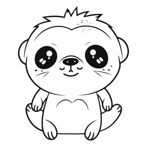 Cute little baby otter. Coloring book for children.