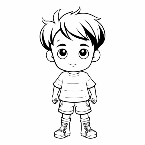 Cute little boy for coloring book or page.