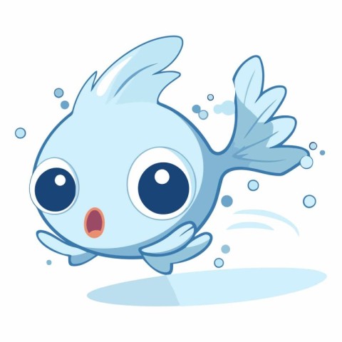 Cute cartoon fish isolated on a white background.