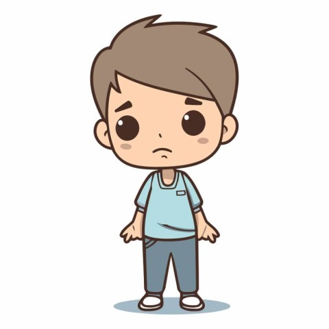 Upset boy character design in cartoon style.