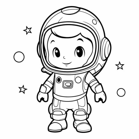 Coloring book for children: astronaut in space suit.