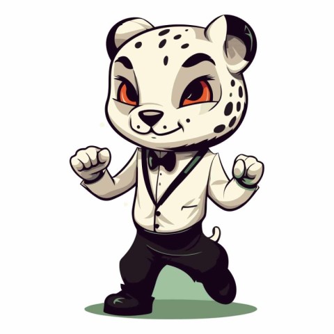 Cheerful panda in a tuxedo