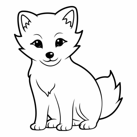 Black and White Cartoon Illustration of Cute Fox Animal Characte