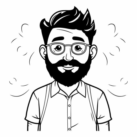 Young hipster man with beard and mustache in glasses.