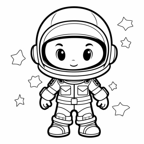 Coloring book for children: astronaut in space suit.